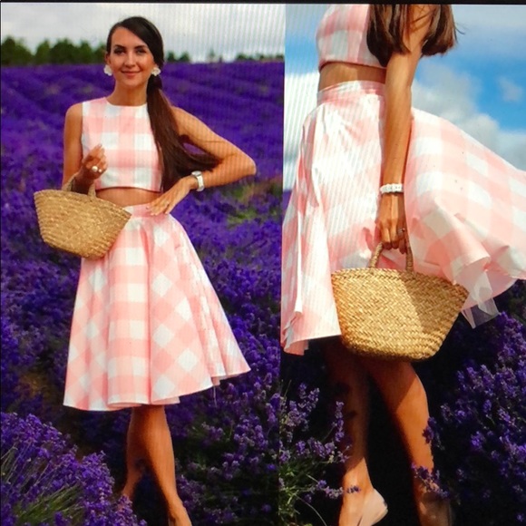 Chicwish Dresses & Skirts - Chicwish Check pink cropped top skirt set S 2 4